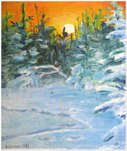 Пейзаж<br>1982, картон, масло