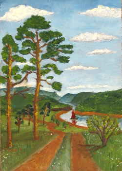 Пейзаж<br>1982, ДВП, масло