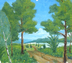 Пейзаж<br>1982, картон, масло